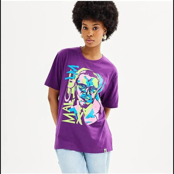 NWT Sonoma Community Black History Month Malcolm X Graphic Tee Plum XL - Picture 9 of 15